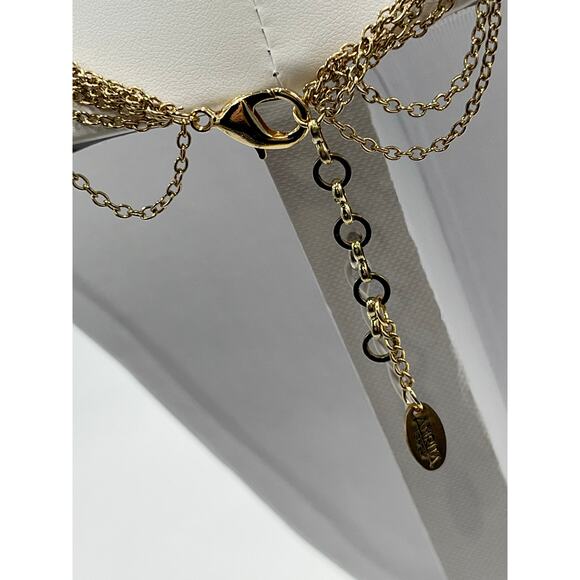 Amrita Singh Gold Tone Multi Layered Hammered Disc Coin Long Necklace - Picture 7 of 8